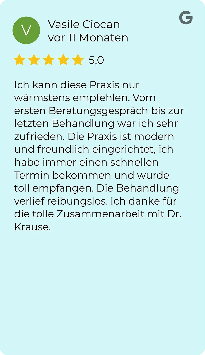 Google-Bewertung über die Kieferorthopädie welovesmiles